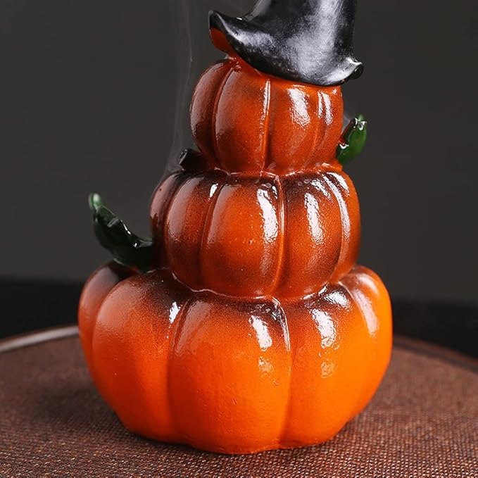 Creative Pumpkin Backflow Incense Burner Ghost Festival Halloween Household Craft Gift Ornaments Resin Censer Holder Aromatherapy Stove