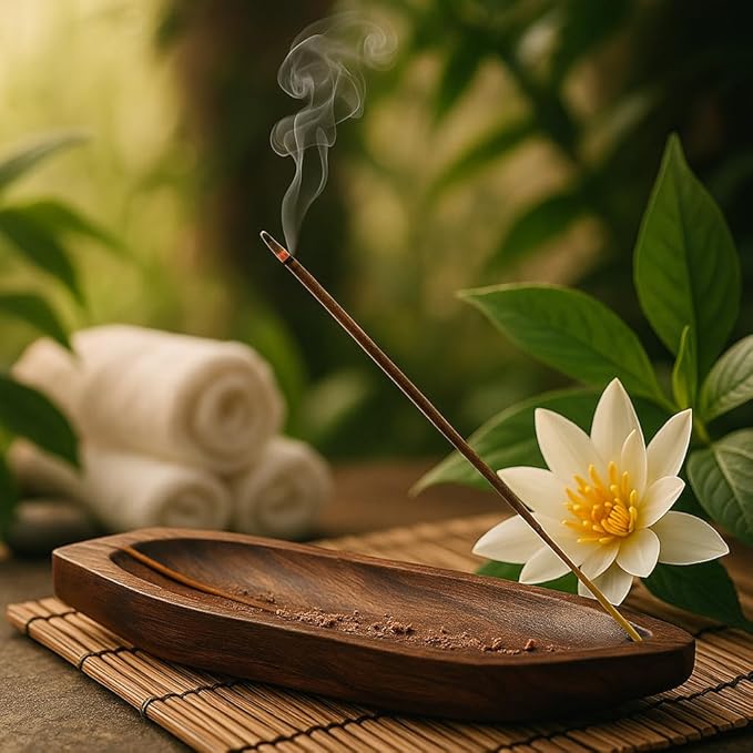 Pure Source India Natural Wood Bote Shape Incense Holder and Ash Catcher (11 X 3 Inch - 1 Piece)