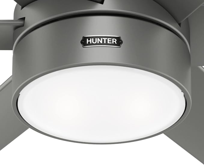 Hunter Solaria, Outdoor or Indoor, Ceiling Fan, 60 inch, Matte Silver | with LED Light, Standard Mount, Wall Control, Quiet, 6 Blades, For Patio, Porch, Garage, 59625