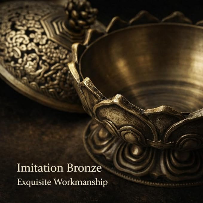 Lotus Incense Burner Holder Cone Incense Holder 9 Holes Vintage Incense Burner Cover for Stick and Cone Incense(Bronze)