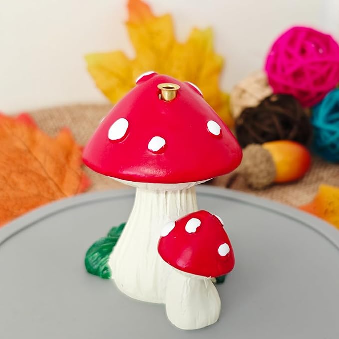 Mushroom Incense Holder for Sticks, Cute Mushroom Incense Burner Dual Sizes Holes for Sticks, Statue Christmas Home Decorations, Unique Gift for Women Men