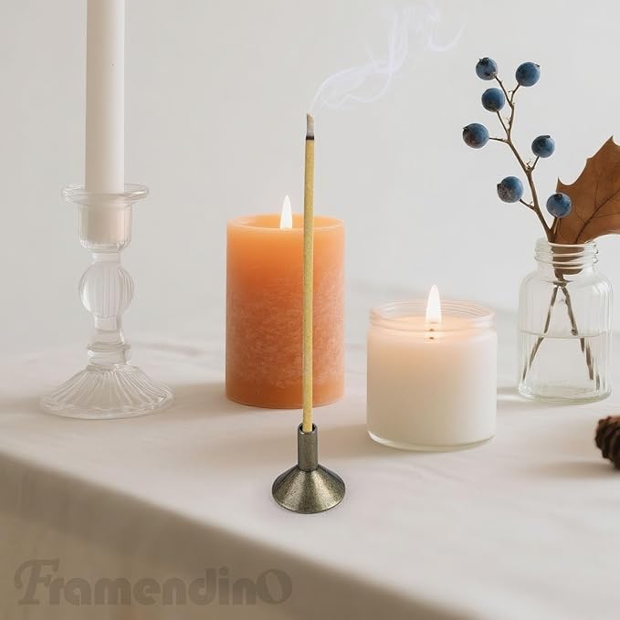 Framendino, 50 Pack Metal Backflow Incense Holder Burner Brass Cone