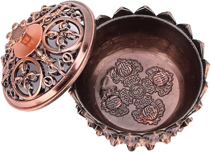 Incense Vintage Lotus Zinc Alloy Incense Holder, Elegance Incense Burning Supplies Sandalwood for Home Decoration Meditation(Copper)