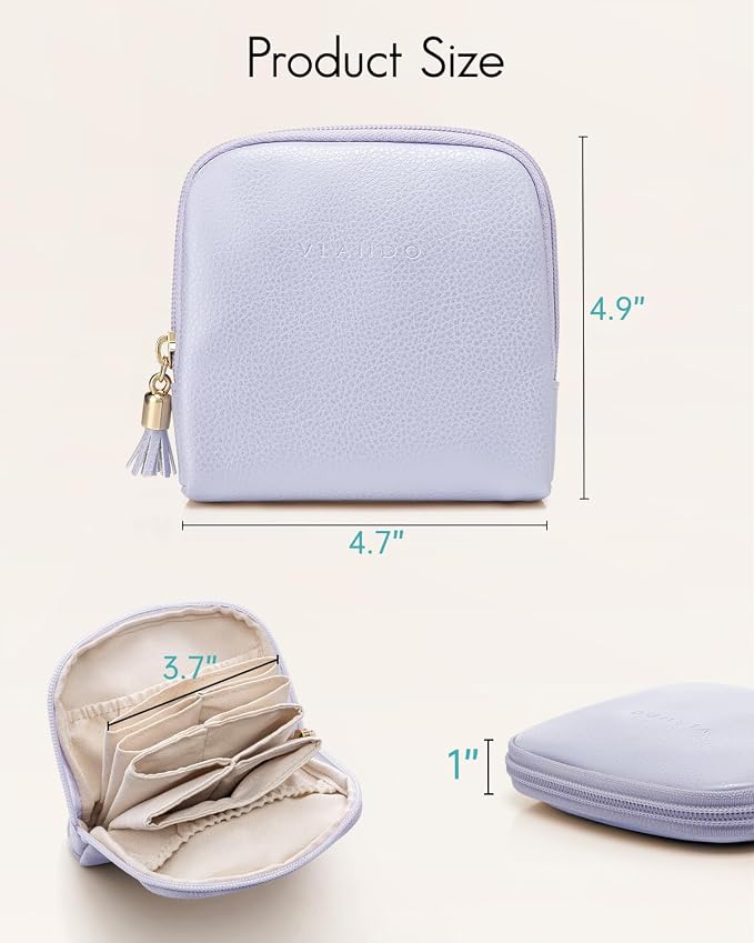 VLANDO Small Jewelry Travel Case,Jewelry Pouch Bags with Zipper,Velvet Jewelry Organizer Storage Bag for Bracelet Rings Earring Travel Essentials Gifts for Women Girl-Purple