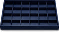 Oirlv Stackable Premium Leather Jewelry Trays 24 Grid Jewelry Organizer for Drawer Rings Earrings Holder Organizer | Blue Leather Exterior, Soft Microfiber Interior, 24 Grid Inserts, Elegant Blue Color, Versatile Jewelry Organizer