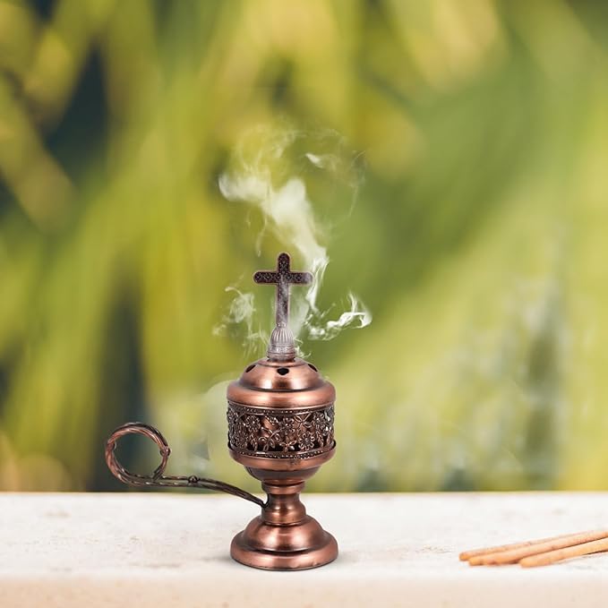 Cabilock Metal Incense Burner Charcoal Holder 6.1 Inch Gold Aromatherapy Censer for Home Yoga Spa Relaxation and Decorative Use