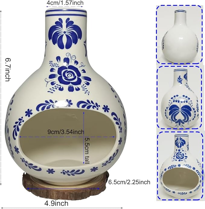 Ceramic Incense Holder Palo Santo Burner Talavera Mexican Pottery Decor for Home 7.5" Mini Chimenea Incense Burner for Sage Sticks Rituals, Christmas Yoga Spa Gifts