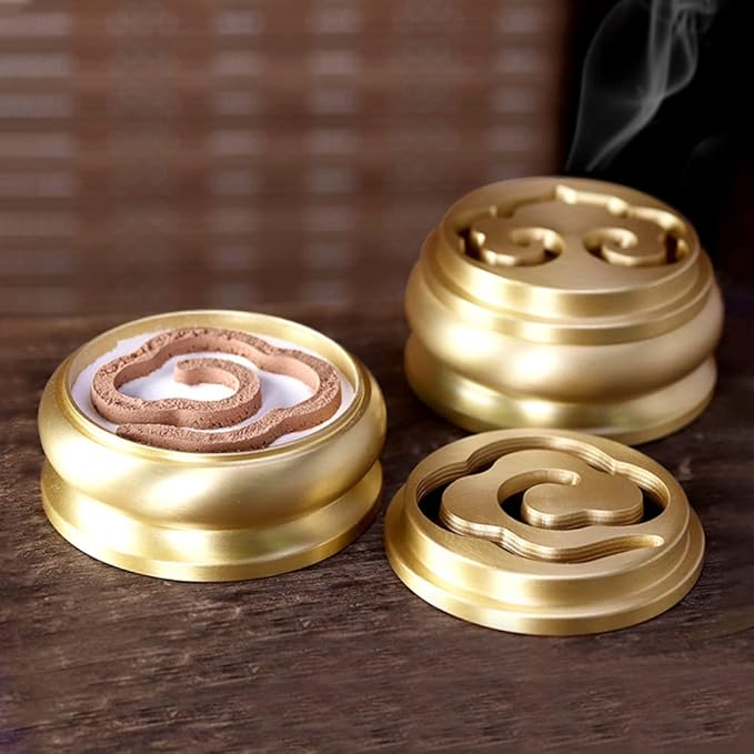 3 in 1 Mini Brass Incense Burner and Ash Press - Incense Making Tool Kit for DIY Fragrance Accessories - Jade