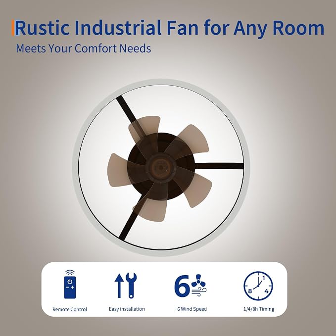 GarveeHome 20 Inch Fandelier Caged Ceiling Fans with Lights and Remote, 10%-100% Dimmable, Rustic Bladeless Ceiling Fan, Small Farmhouse Fan Lights Ceiling Fixtures for Kitchen, Bedroom-Brushed Gold