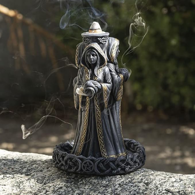 Pacific Giftware Mother Maiden Crone Backflow Incense Burner, 9.25-inch Height, Cold Cast Resin
