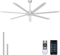 Ohniyou 84'' Industrial Ceiling Fan Without Light for Shop, Garage, Silver | 11000 CFM Airflow, 7 Aluminum Blades, Remote/APP Control, 6 Speeds, Reverse Mode, Large Commercial Metal Fan for Gym