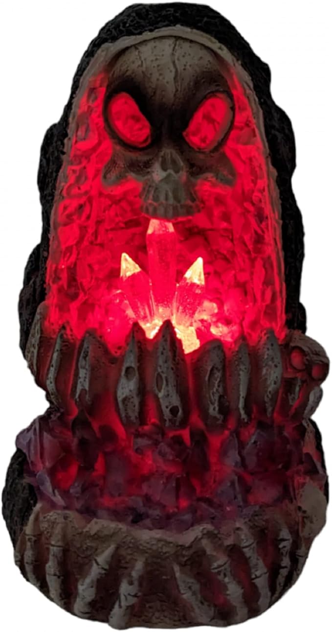 Geode Skull Back Flow Incense Burner w/LED - 6"