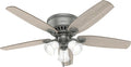 Hunter Builder, Indoor, Ceiling Fan, with LED Lights, 52 inch, Matte Silver