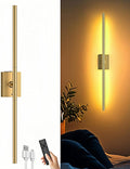iThird 1 Pack Battery Operated Wall Sconce, Wireless Battery Wall Sconce with Remote Control, Gold LED Rechargeable Sconces, 31.5 Inch Modern Cordless Wall Lights for Bedroom Living Room Picture