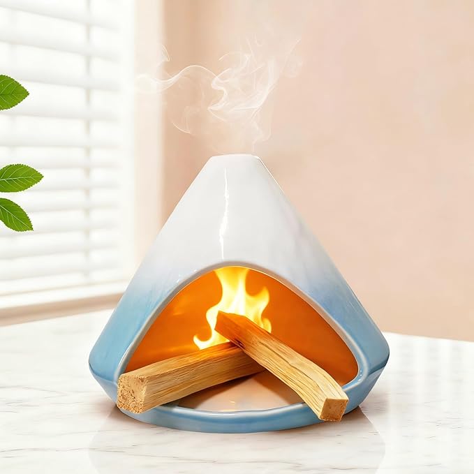 Ceramic Incense Burner, Palo Santo Holder for Palo Santo Sage, Incense Cones Holder, Smudge Bowl with Ash Catcher, Heat Resistant for Yoga, Meditation, Aromatherapy Home Decor