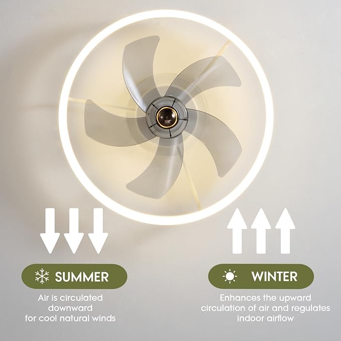 LUDOMIDE Smart Ceiling Fan with Lights, Alexa/Google Assistant/APP Control, 20" Low Profile Fan with 6 Speeds, Bedroom, Living Room, Patio