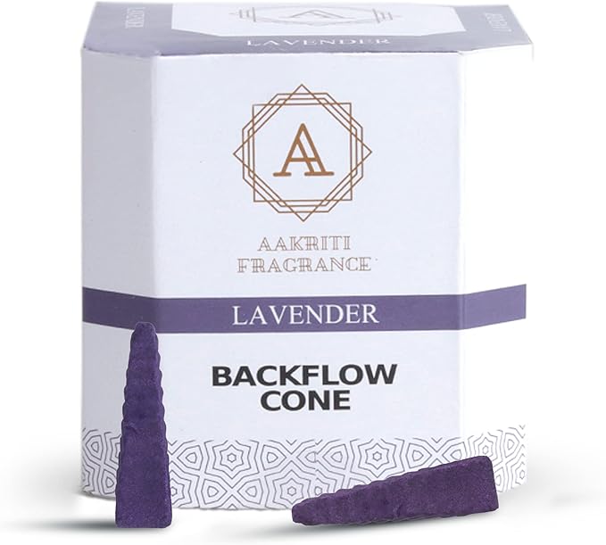 Backflow Natural Incense Waterfall Cones Unique Shape for Backflow Incense for Prayer, Meditation, Relaxation Burner Holder (25 pcs) (Lavender, Step Pyramid)