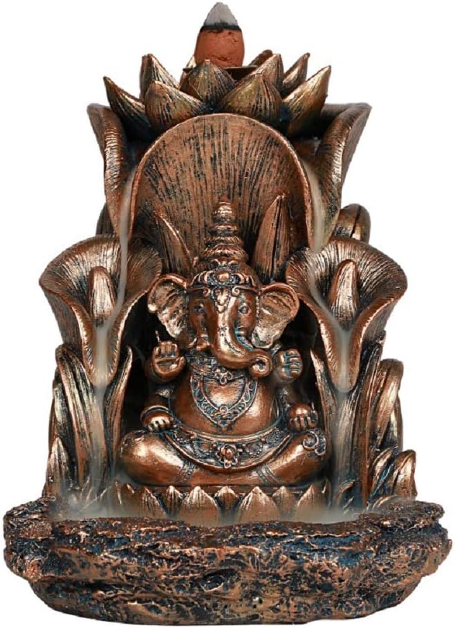 Pacific Giftware Ganesha Siting On Throne Backflow Incense Burner Home Decor