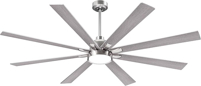 Large Ceiling Fans with Lights and Remote - 62 Inch Brushed Nickel Ceiling Fan with Light, Quiet DC Motor, 3 CCT, Modern Dimmable Lighting & Ceiling Fans for Living Room Patio,Indoor/Outdoor