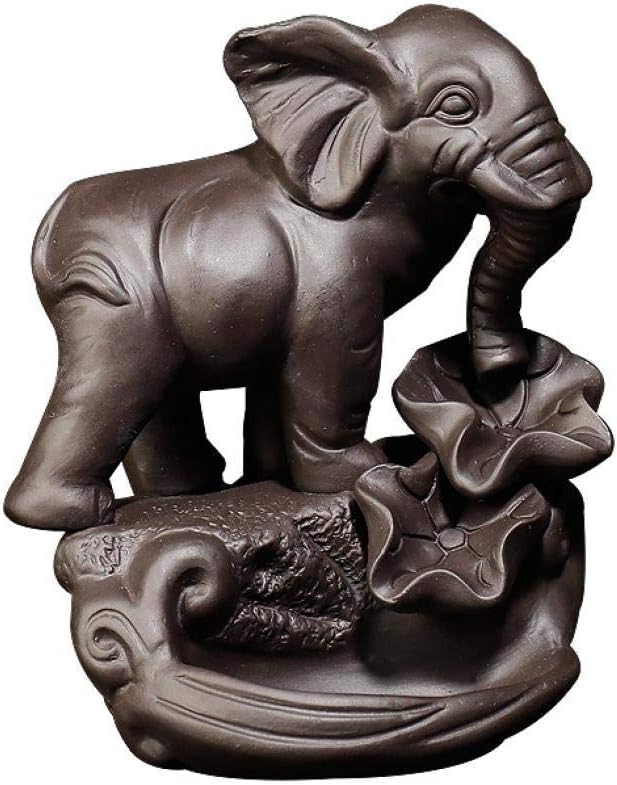 Backflow Incense Holder Burner Handmade Ceramic Incense Cones Sticks Holder Home Decor Waterfall Backflow Incense Burner Censer + 10 Backflow Incense Cones Gift (Elephant)