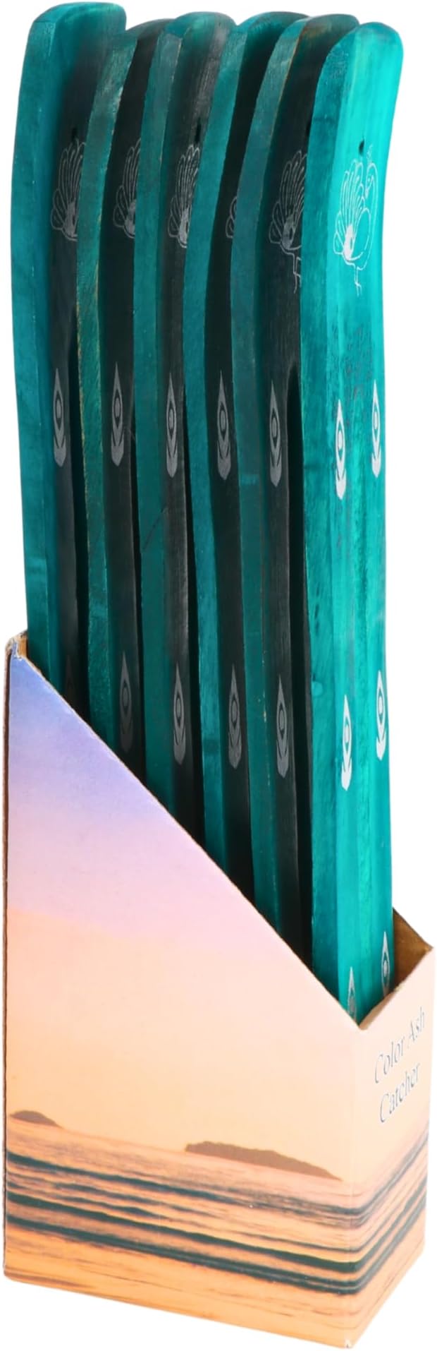 Hosley Set of 6 Wooden Incense Burner Green 10" Long Ideal Gift for Wedding, Aromatherapy, Zen, Spa, Reiki, Meditation