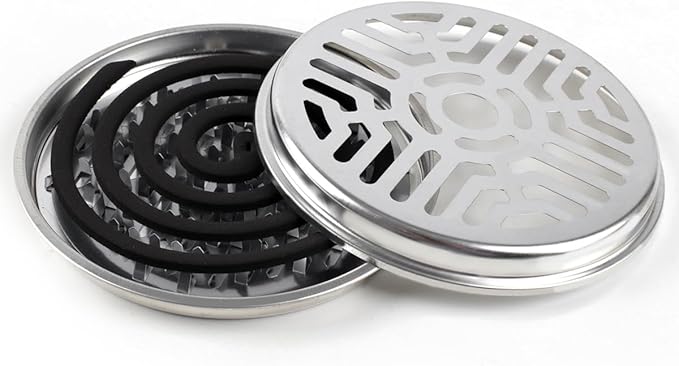 4 Pack Mosquito Coil Holders, Sandalwood Coil Holder Mosquito Coil Incense Burner with Cover for Outdoor Use, Deck, Patio, Pool Side, Camping, Hiking and Fishing