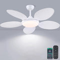 48"White Tropical Style Palm Leaf Ceiling Fans with Lights and Remote & APP | Supports Remote and APP, 6 Wind Speeds, Reversible, Dimmable 3CCT LED, 35W Quiet DC Motor,Suits for Bedroom Kitchen