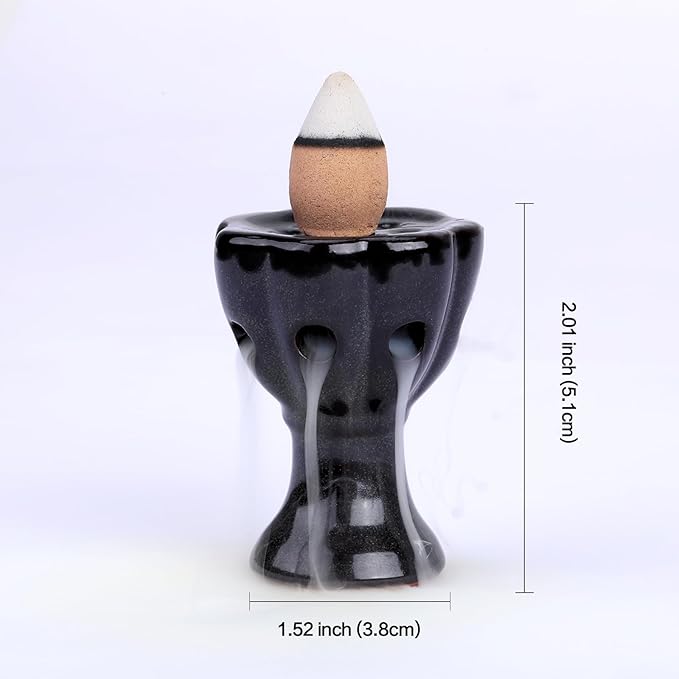 Mini Ceramic Incense Cone Holder, Waterfall Backflow Incense Burner, Incense Cone Burner Aromatherapy Ornament Home Decor for Yoga Meditation Office (Cup)