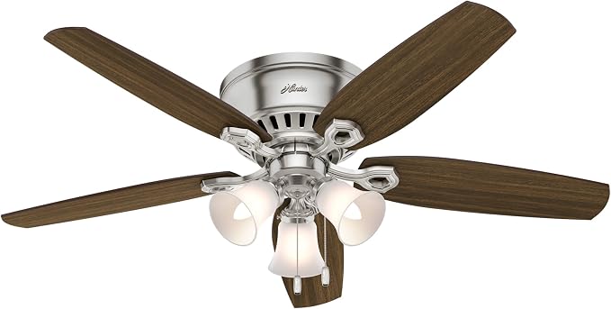 Hunter Builder, Indoor, Ceiling Fan, Pull Chain, 52 inch, Brushed Nickel