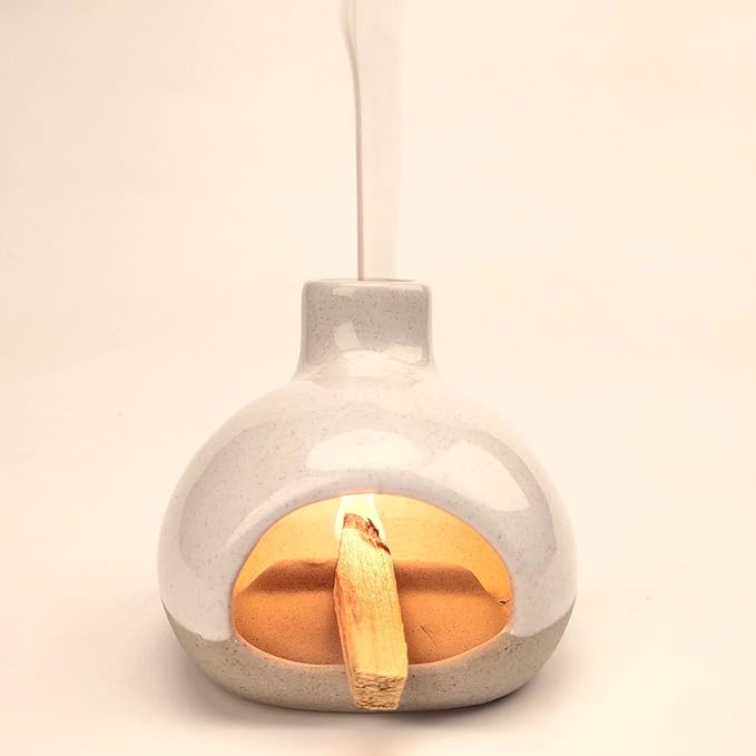 Palo Santo Holder-Mini Chimenea Incense Burner for Wood Sticks, Sage, Cones, Palo Santo Burner for Yoga Meditation Room Home Decor (Sand)