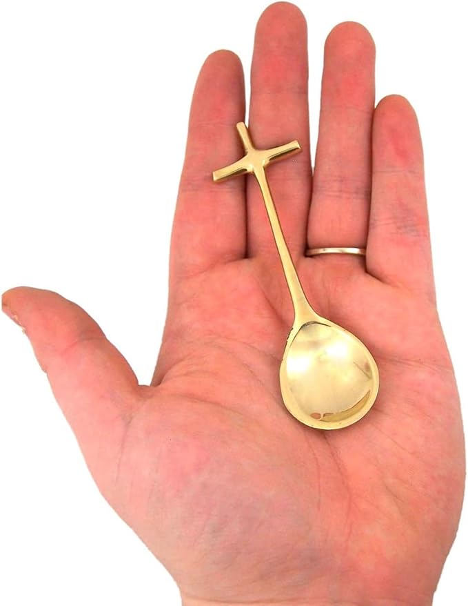 Needzo Brass Incense Spoon and Tong Set, Catholic Church Supplies, 3.75 and 6 Inches