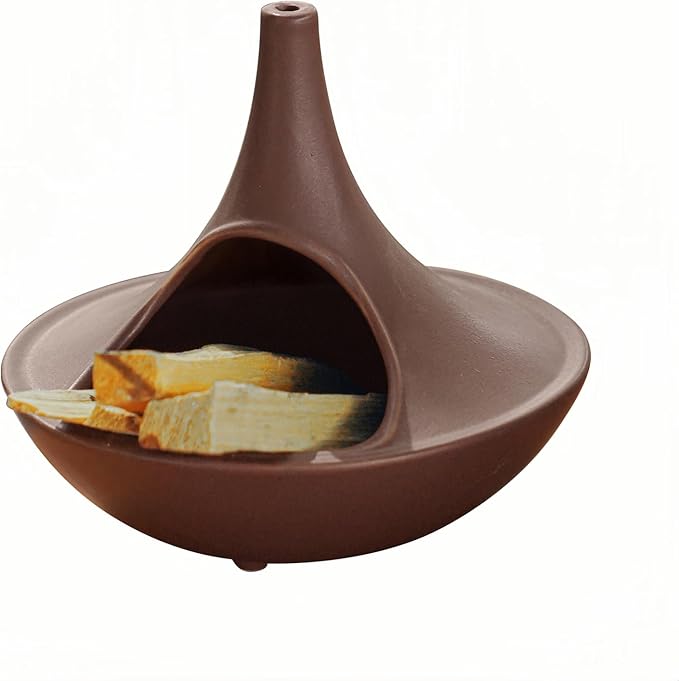3 in 1 Incense Holder for Palo Santo Sticks Sage Bundles Cone Incense, Handcrafted Ceramic Incense Burner Holder Ash Catcher with Chimney, Smudge Bowl for Yoga Meditation Home Decor (Chimney Red)