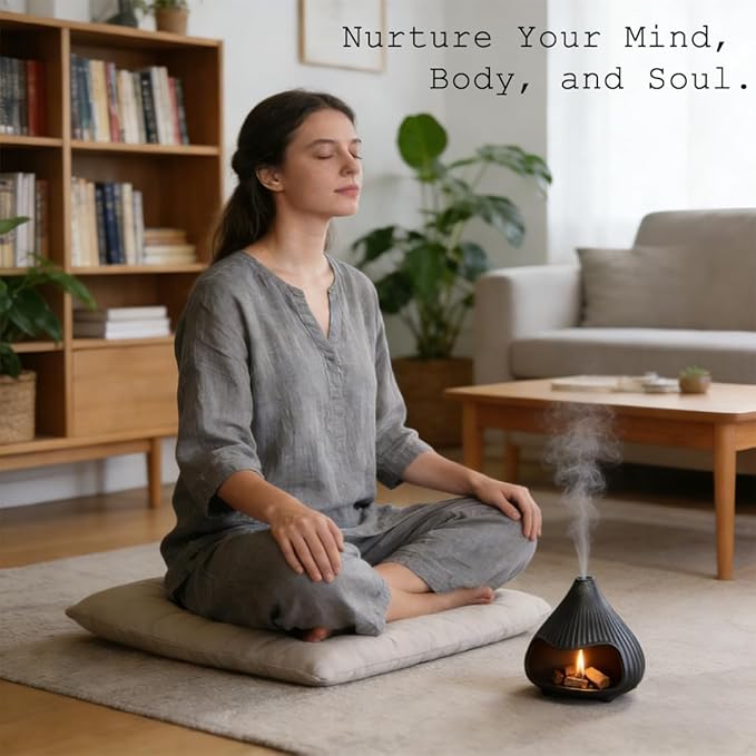 Ceramic Incense Holder, Mini Palo Santo Burner Chimney for Palo Santo Sticks, Cone Incense and Sage Smudging, Handmade Cone Incense Holder Burner for Yoga, Meditation, and Energy Cleansing (Black 01)