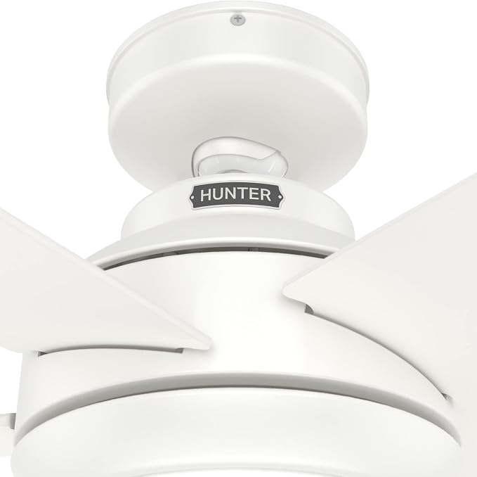 Hunter 52 inch Indoor Ceiling Fan with LED Light and Remote Control - White Ceiling Fan, Standard Mount, 5 Blades, For Bedroom, Living Room, or Kitchen, Quiet - Zayden 51697, Fresh White