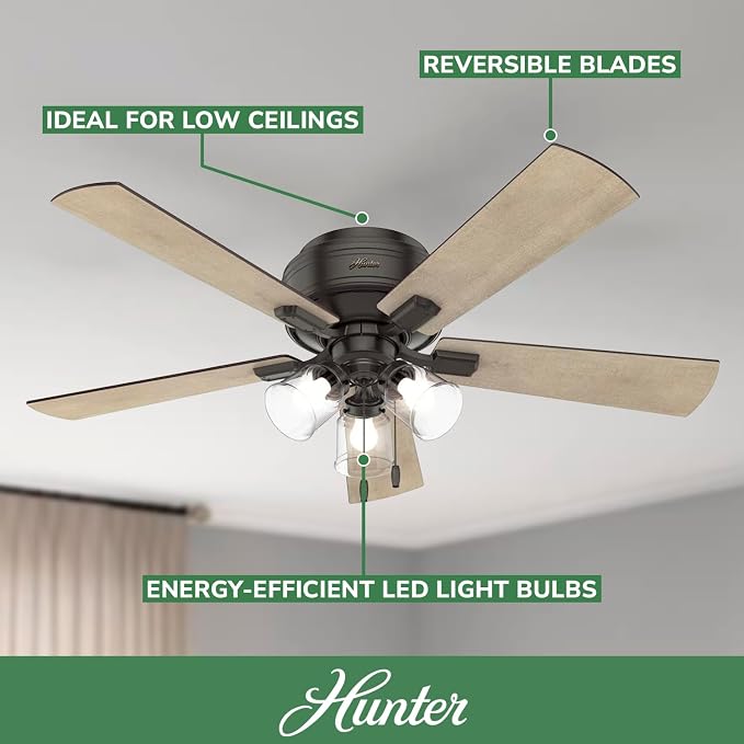 Hunter Crestfield, Indoor, Ceiling Fan, Quiet, 52 inch, Noble Bronze