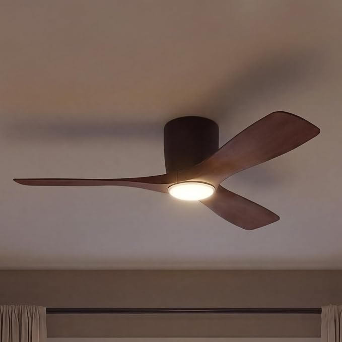 Kichler Volos 48” Indoor Ceiling Fan with LED Light and Wall Control in Satin Natural Bronze, Contemporary Ceiling Fan with Light, 300032SNB