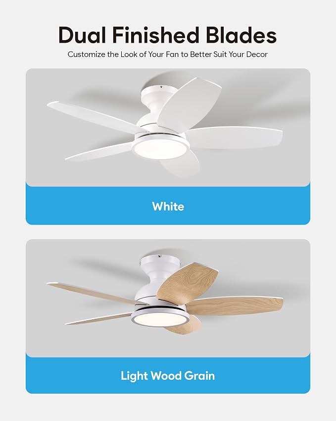 VONLUCE Ceiling Fans with Lights, 36 Inch Ceiling Fan and Remote, Full-spectrum LED Light, 3CCT, 6-Speeds Noiseless Reversible DC Motor, Modern Ceiling Fan for Bedroom Living Room Farmhouse, White