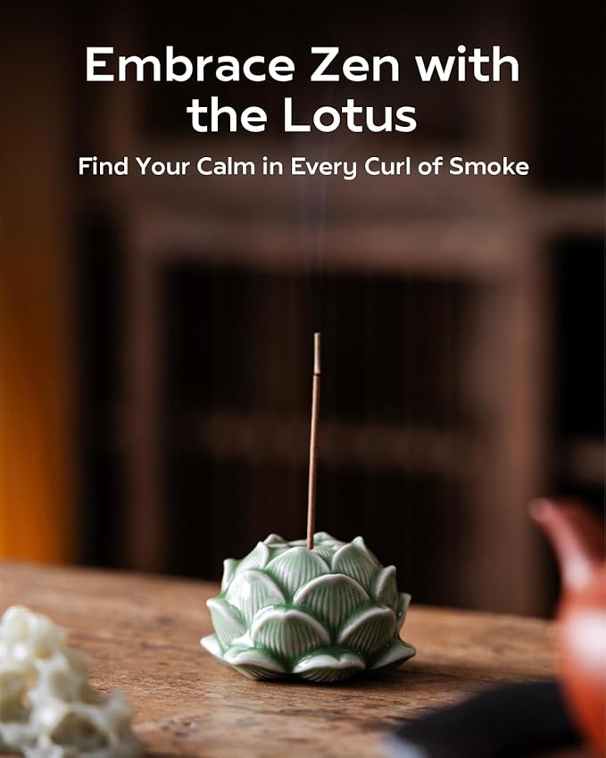 Hand-Dyed Ceramic Lotus Incense Stick Holder - Zen Meditation Artwork for Home & Yoga Decor