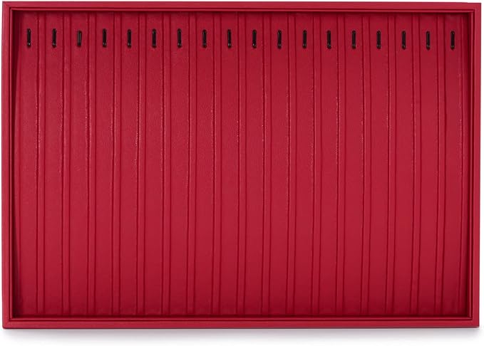 Oirlv Red Leather Jewelry Necklace Display Tray | Red Leather Exterior, Soft Microfiber Interior, Chain Tray, Keeps Necklaces Organized, Vibrant Red for Eye-Catching Display