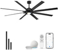 84 Inch Ceiling Fan With Light, Industrial Ceiling Fan With 8 Aluminium Metal Blades, Smart Fan Compatible with Alexa, Garage Indoor Fan For Living Room and Patio, ZCCF05ABK-84