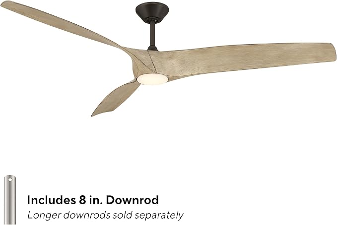 Modern Forms Zephyr 3 Blade 72 in. Indoor and Outdoor Smart Downrod Ceiling Fan with Remote Control - Integrated LED Selectable 4CCT 2700K-3000K-4000K-5000K - Bronze/White Oak