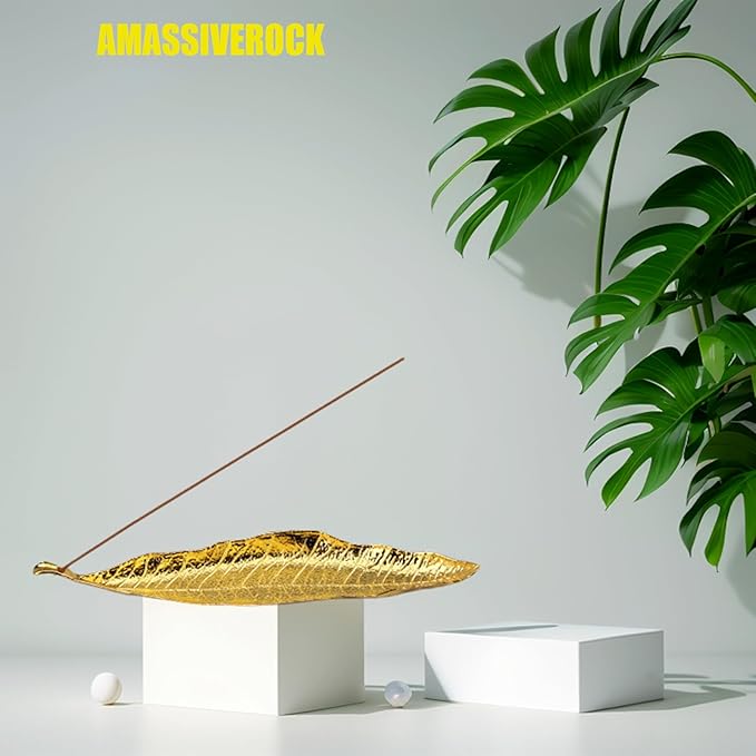 Incense Holder Leaf Incense Burner Holders for Sticks Ash Catcher Incense Cones Yoga Spa Meditation Home Office Decor Aromatherapy Fragrance Gift Easy Clean