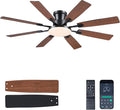 JSAITEE 60Inch Ceiling Fan with Lights, Large Low Profile Flush Mount,Brown | Ceiling Fans,DC Reversible Motor Noiseless, 3CCT Dimmable, Dual Finish, 6 Speeds Ceiling Fan for Indoor/Outdoor