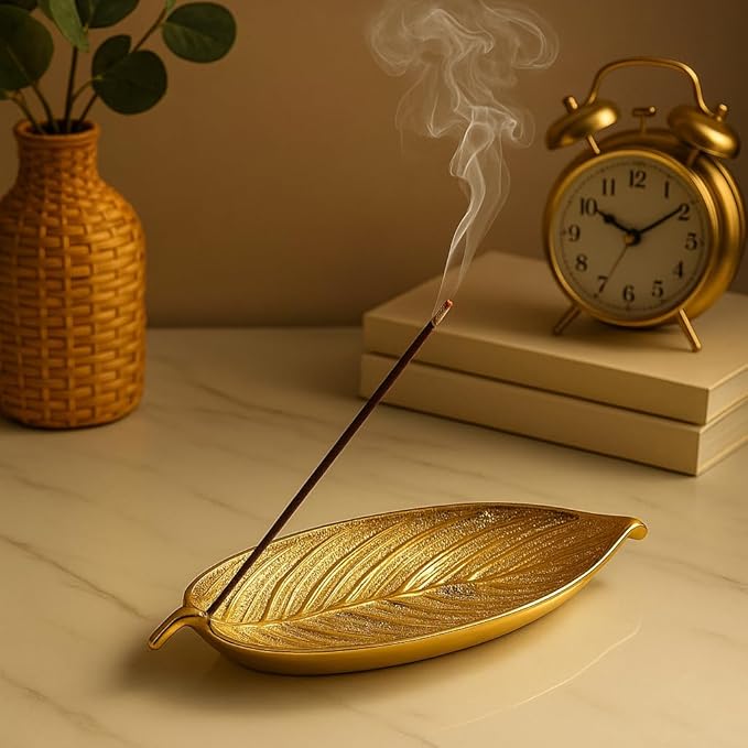 Pure Source India Aluminum Agarbatti Stand (10 x 3.25 x 2 inch, Gold)