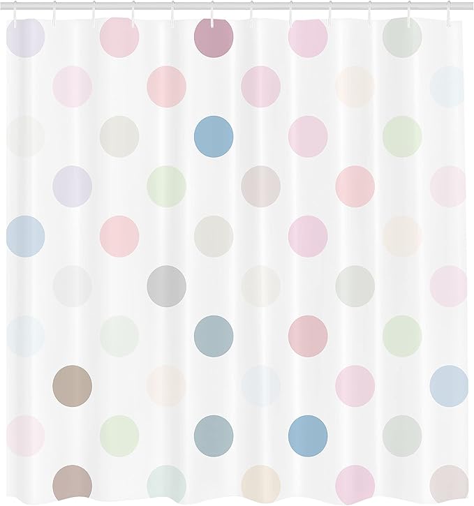Ambesonne Polka Dots Shower Curtain, Polka Dots Creative Template Pattern Simple Gradient Effects Digital Graphic, Cloth Fabric Bathroom Decor Set with Hooks, 69" W x 84" L, Pink Ivory