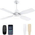 42 Inch Ceiling Fans with Lights: Ceiling Fan with 4 Dual Sided Fan Blades, Remote and App Control, 6 Wind Speed, Reversible DC Motor, 3CCT Dimmable LED, Small White Ceiling Fan for Bedroom