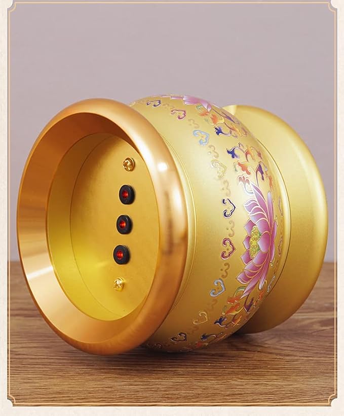 Copper Alloy LED Electric Incense Burner with USB Rechargeable Battery, Ideal for Buddhist Supplies - Painted Style
