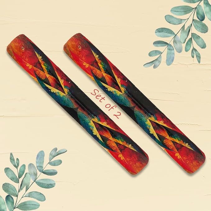 NAQSH Wooden Incense Holder Tray for Sticks - Incense Burner Holder - Insense for Table Decorations and Boho Gifts (Multi Abstract)