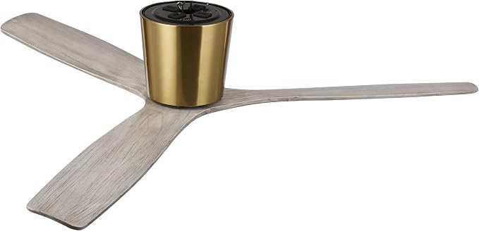 54” Modern Ceiling Fan with 3 Solid Wood Blades, Gold Plated Finish, Quiet Reversible DC Motor, Remote Control, Low-Profile Mount, 6 Speeds, Timer & Memory Function, ETL Certified