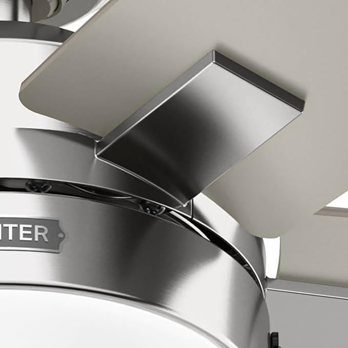 Hunter 44" Anisten Indoor Ceiling Fan, Light, Pull Chain, Brushed Nickel | WhisperWind whisper-quiet motor, DuraLight lens, and 3" downrod support bedrooms, offices, and small rooms year-round.